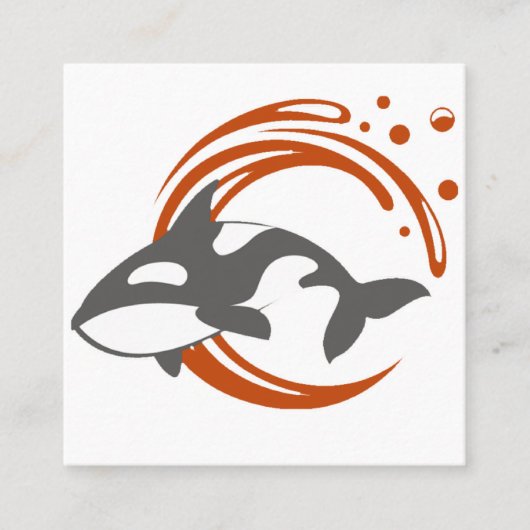Orka Walvis Mascotte Logo Vierkante Visitekaartje (Voorkant)