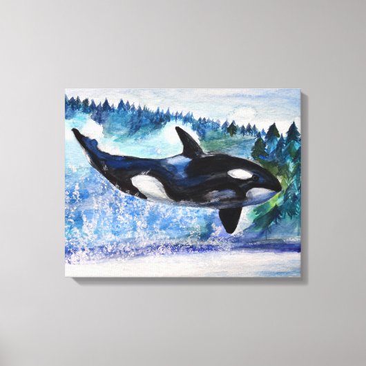 Orka walvis waterverf Canvas (Voorkant)