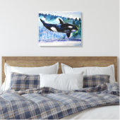 Orka walvis waterverf Canvas (Insitu (Slaapkamer))