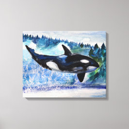 Orka walvis waterverf Canvas Afdruk