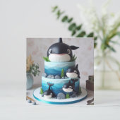 ORKA WALVISCAKE SCHATTIGEE KINDEREN VERJAARDAG KAART (Staand voorkant)