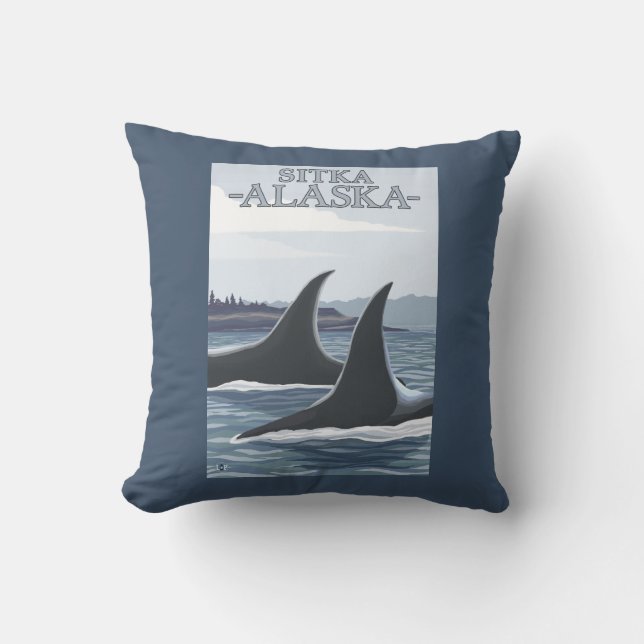 Orka Walvissen #1 - Sitka, Alaska Kussen (Voorkant)
