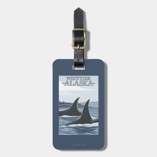Orka Walvissen #1 - Whittier, Alaska Bagagelabel (Voorkant verticaal)