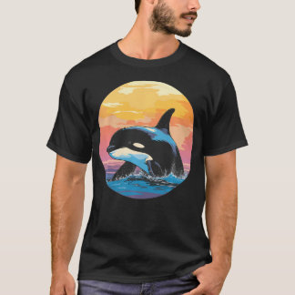Orka Walvissen Breken Bij Zonsondergang Aan Zee T-shirt