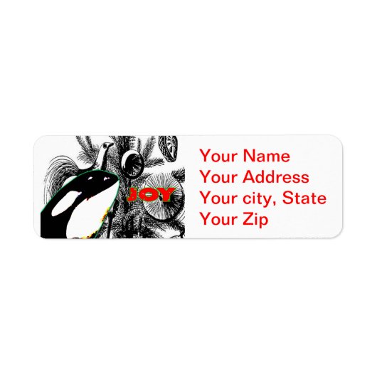 Orka Whale Christmas Retouradres Sticker (Voorkant)