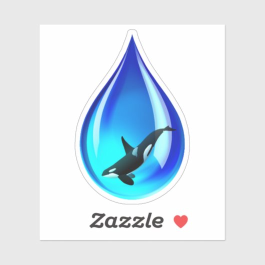 Orka Whale in Water Drop Sticker (Vel)