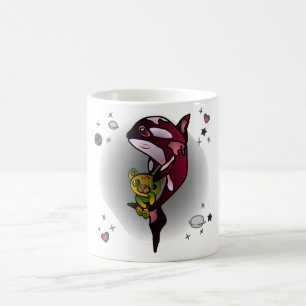 Orka Whale met Teddy Bear in Space Graphic Design Koffiemok