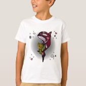 Orka Whale met Teddy Bear in Space Graphic Design T-shirt (Voorkant)