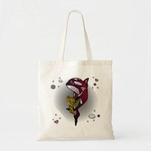 Orka Whale met Teddy Bear in Space Graphic Design Tote Bag
