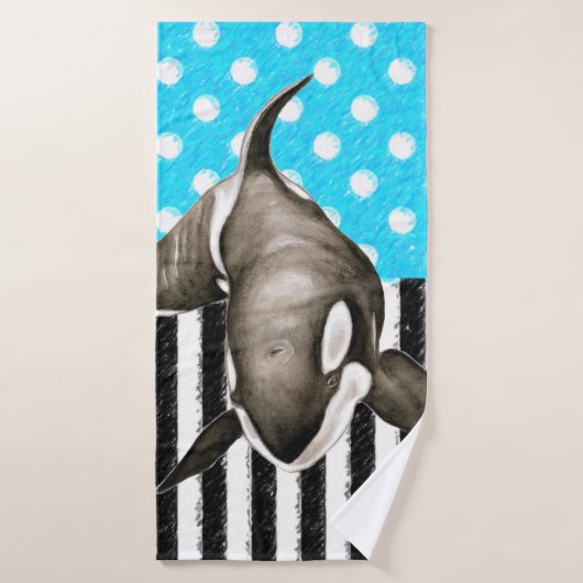 Orka Whale Polka Dot Blue Bad Handdoek (Badhanddoek)