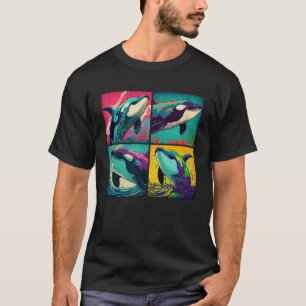 Orka Whale Pop Illustratie Kleurrijke Dierlijke Vr T-shirt