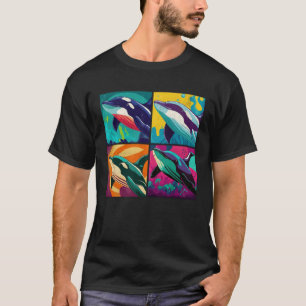 Orka Whale Pop Illustratie Kleurrijke Dierlijke Vr T-shirt