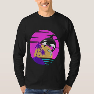 Orka Whale  Sunset 80s Retro Lange Mouw T-shirt