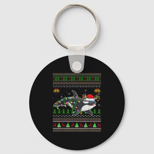 Orka Whale Ugly Christmas Sweaters Santa Zee Anima Sleutelhanger (Voorkant)