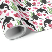 orka whale Valentijn wrapping paper Cadeaupapier (Rol Hoek)