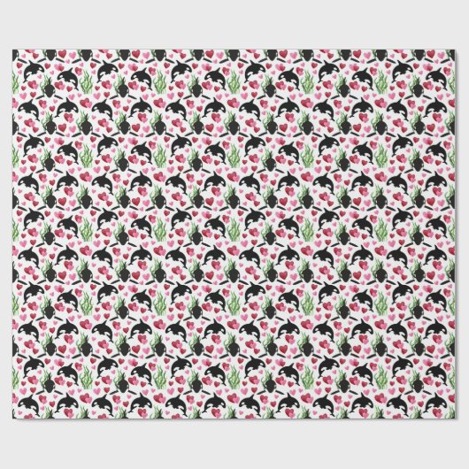 orka whale Valentijn wrapping paper Cadeaupapier (Vlak)
