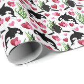 orka whale Valentijn wrapping paper Cadeaupapier (Rol Hoek)