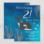 Orka Whale Verjaardag uitnodiging (Voorkant / Achterkant)