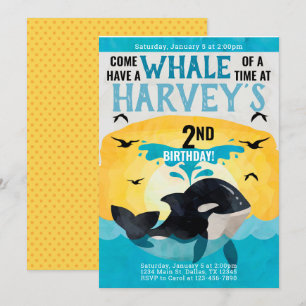 Orka Whale verjaardagsfeest uitnodiging