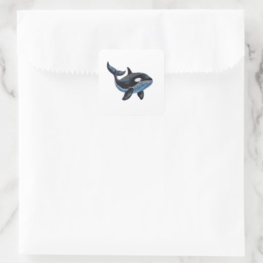 Orka Whale - Volkskunst Vierkante Sticker (Tas)