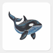Orka Whale - Volkskunst Vierkante Sticker (Voorkant)