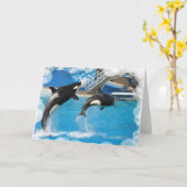 Orka Whales Wenskaart Kaart (Gele Bloem)