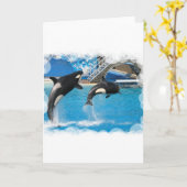 Orka Whales Wenskaart Kaart (Gele Bloem)