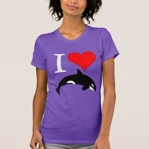 Orka Zwartwittewalvis Liefde Hart T-shirt