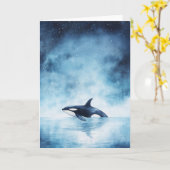 Orka zwemmen door een sterrenzee kaart (Gele Bloem)