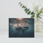Orka zwemt in diep water briefkaart (Staand voorkant)