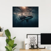 Orka zwemt in diep water poster (Thuiskantoor)