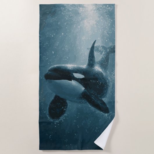 Orka Zwemt Onderwater Strandlaken (Voorkant)