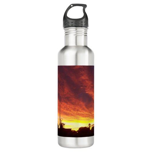 orkaan die op zonsondergang komt waterfles  (Voorkant)