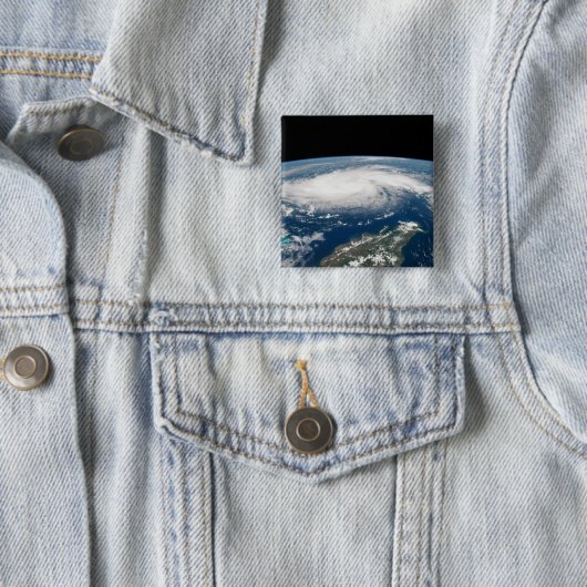 Orkaan Dorian boven de Atlantische Oceaan. Vierkante Button 5,1 Cm (In situ)