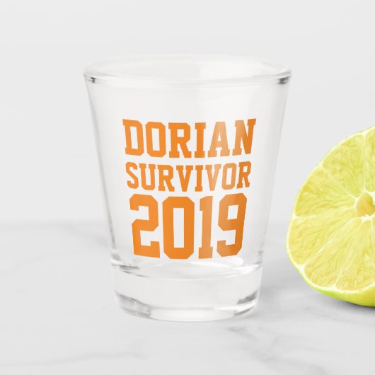 orkaan Dorian Survivor Shot Glas (Voorkant)
