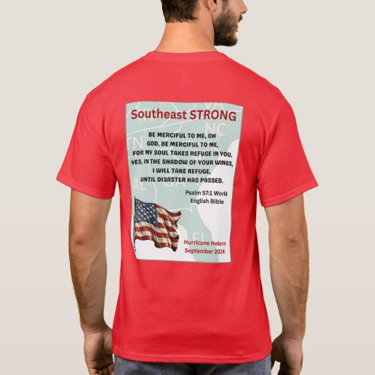 Orkaan Helene Rode Organisatie Vrijwilliger T-shirt (Achterkant)