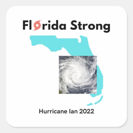Orkaan Ian 2022 Florida Sterke overlevende Vierkante Sticker (Voorkant)