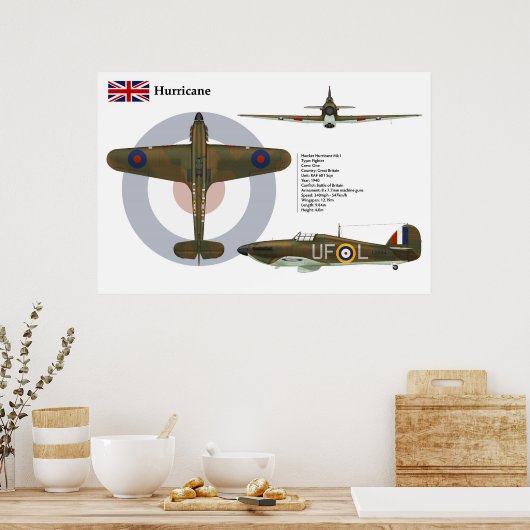 orkaan Mk I 601 Squadron Poster (Keuken)