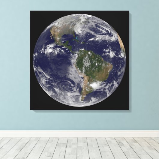 Orkaan Sandy langs de oostkust van de VS. Canvas Afdruk (Insitu (Houten vloer))