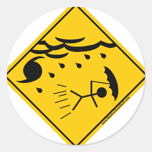 Orkaan Weer Waarschuwing Merchandise en Kleding Ronde Sticker (Voorkant)