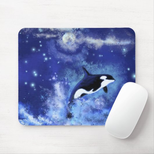Orka's bij volle maan - Kunst tekening Muismat (Met muis)