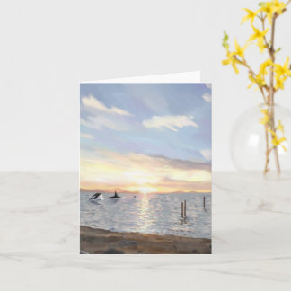 Orka's bij zonsondergang (Blank Inside) Kaart