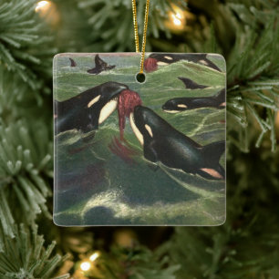 Orka's en Orcas, Antieke Zeezoogdieren Keramisch Ornament