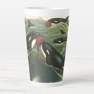 Orka's en Orcas, Antieke Zeezoogdieren Latte Mok