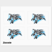 orka's in blauw rechthoekige sticker (Vel)