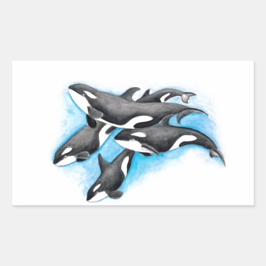 orka's in blauw rechthoekige sticker (Voorkant)