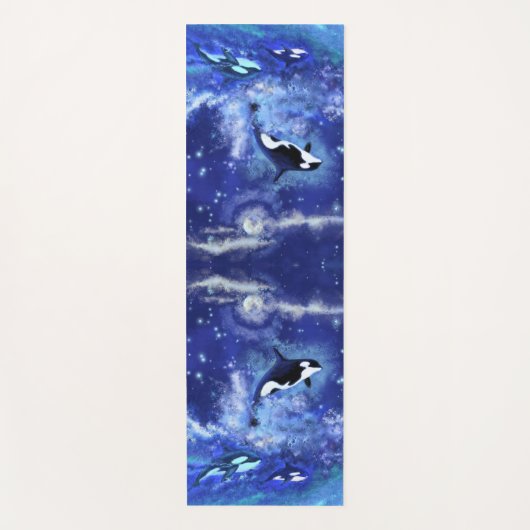 Orka's in blauwe volle maan yoga mat (Voorkant)