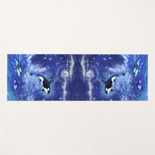 Orka's in blauwe volle maan yoga mat (Voorkant (horizontaal))