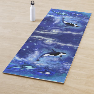 Orka's in blauwe volle maan yoga mat