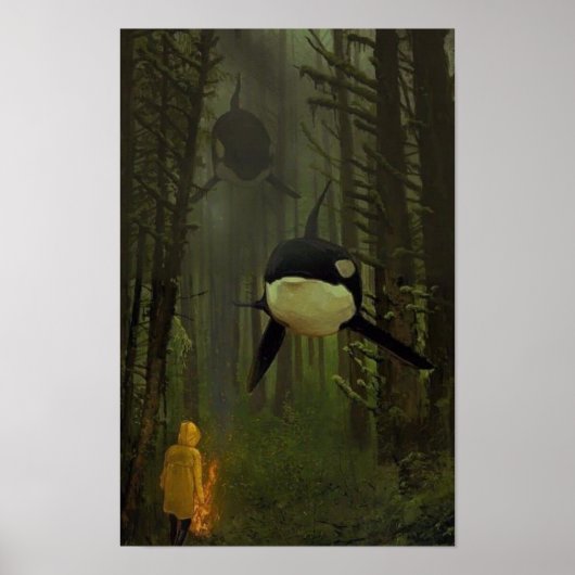 Orka's in een mystiek bos poster (Voorkant)
